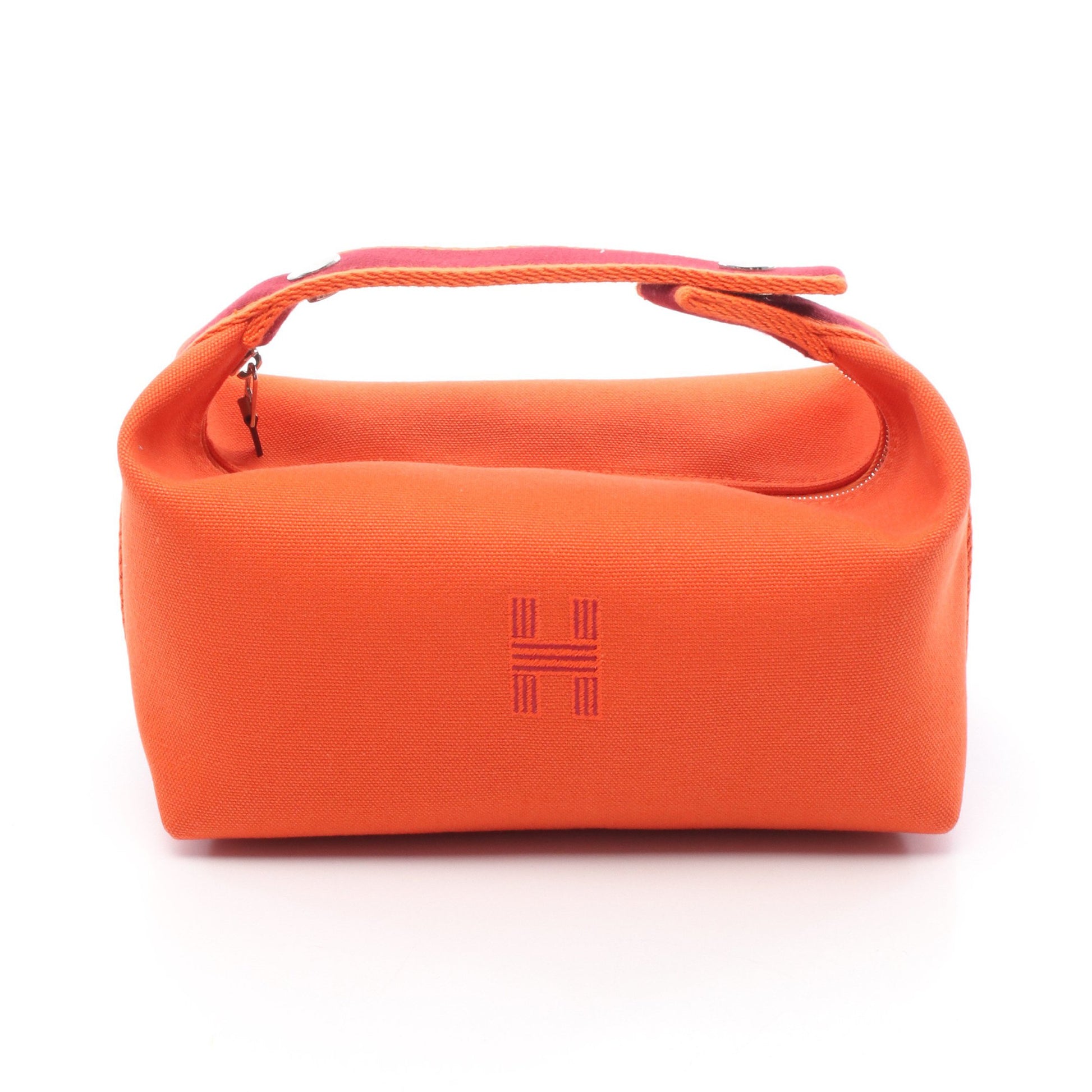 ブリッドアブラックPM フー ハンドバッグ キャンバス オレンジ ボルドー シルバー金具 エルメス バッグ HERMES