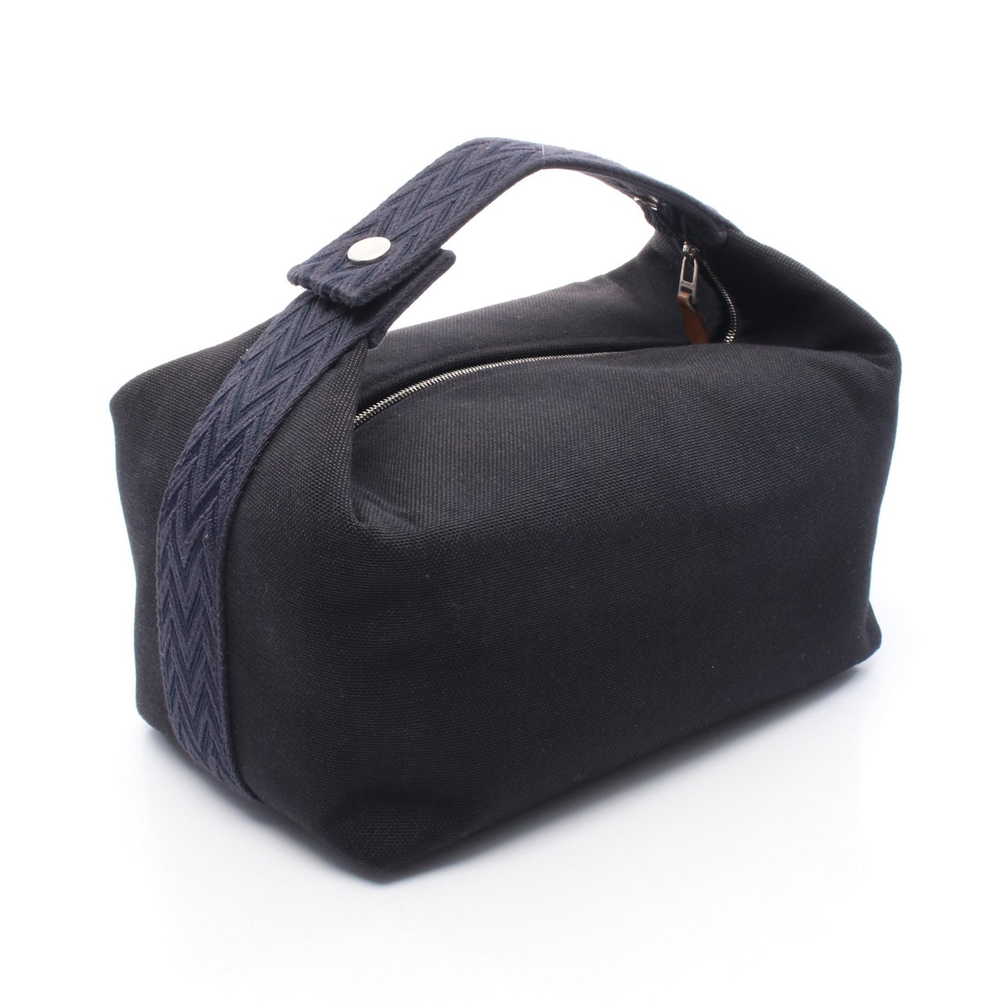 ブリッドアブラックGM ハンドバッグ キャンバス ブラック ネイビー シルバー金具 エルメス バッグ HERMES