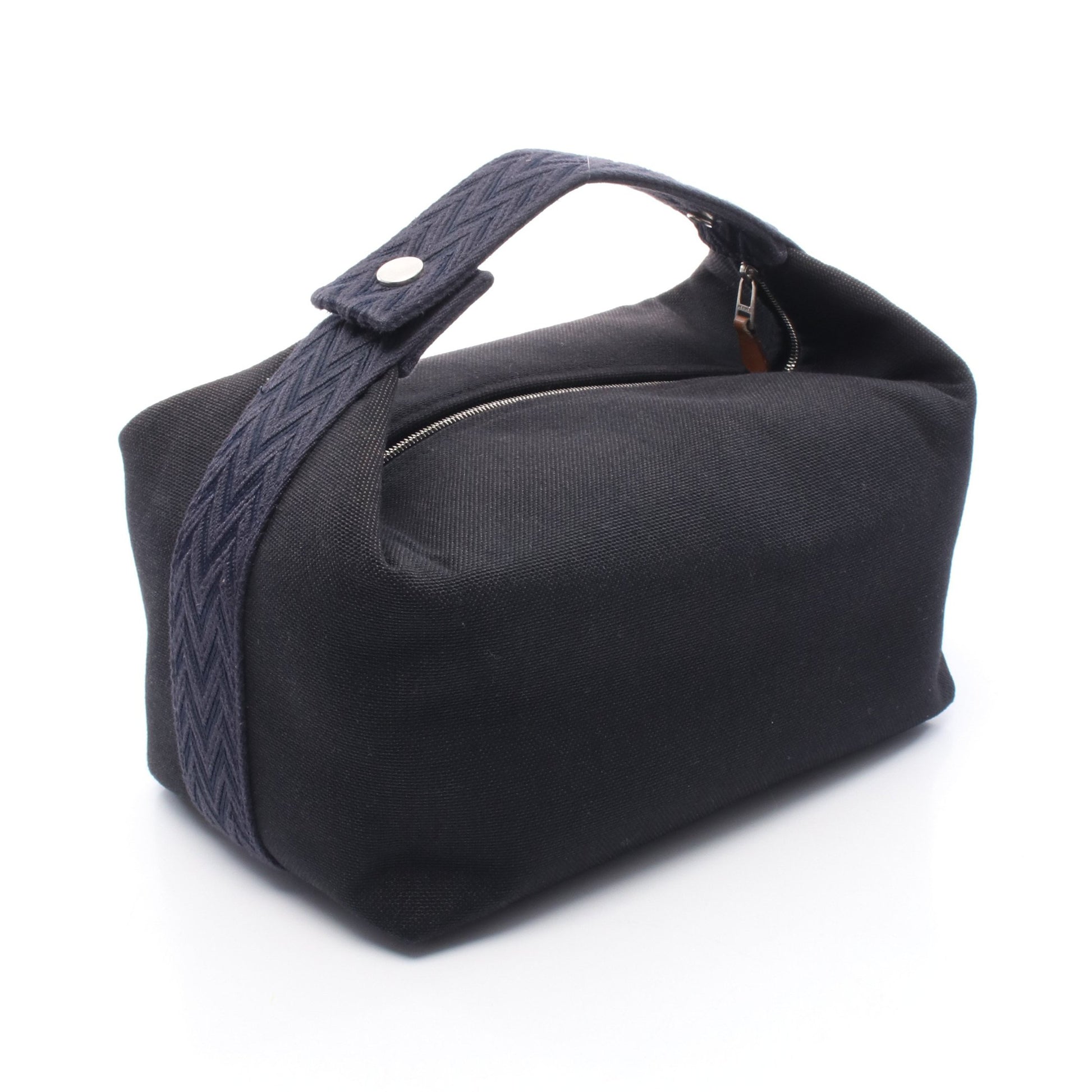 ブリッドアブラックGM ハンドバッグ キャンバス ブラック ネイビー シルバー金具 エルメス バッグ HERMES