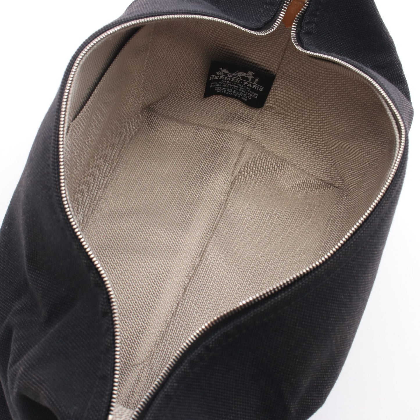 ブリッドアブラックGM ハンドバッグ キャンバス ブラック ネイビー シルバー金具 エルメス バッグ HERMES