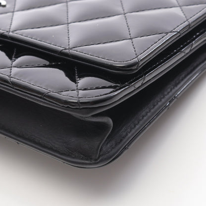 マトラッセ チェーンウォレット エナメルレザー ブラック シルバー金具 シャネル バッグ CHANEL