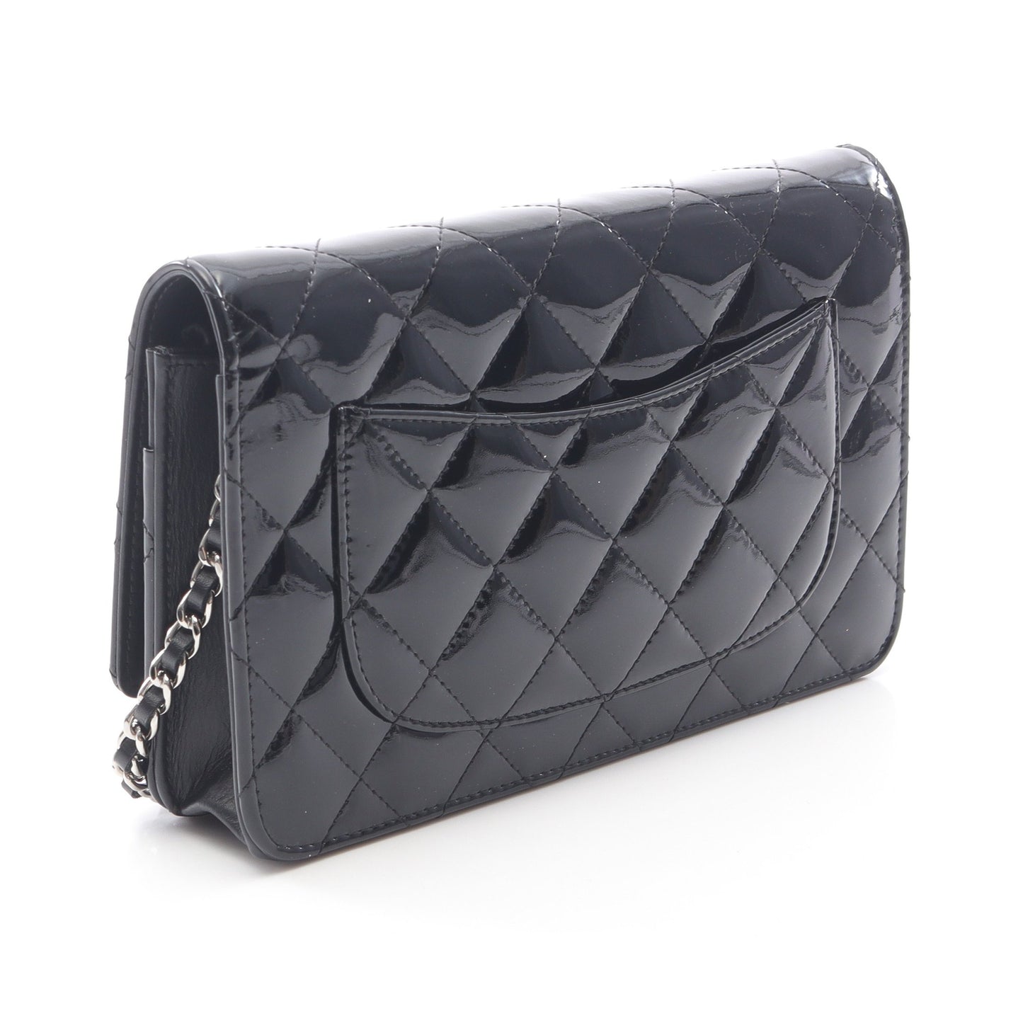 マトラッセ チェーンウォレット エナメルレザー ブラック シルバー金具 シャネル バッグ CHANEL