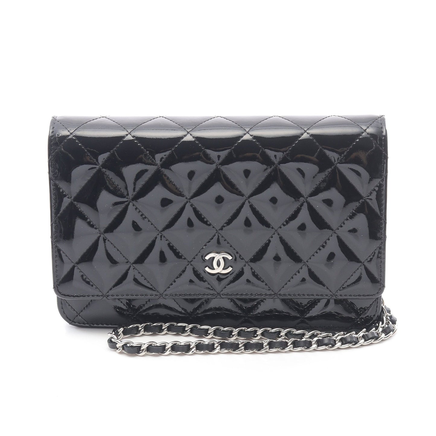 マトラッセ チェーンウォレット エナメルレザー ブラック シルバー金具 シャネル バッグ CHANEL