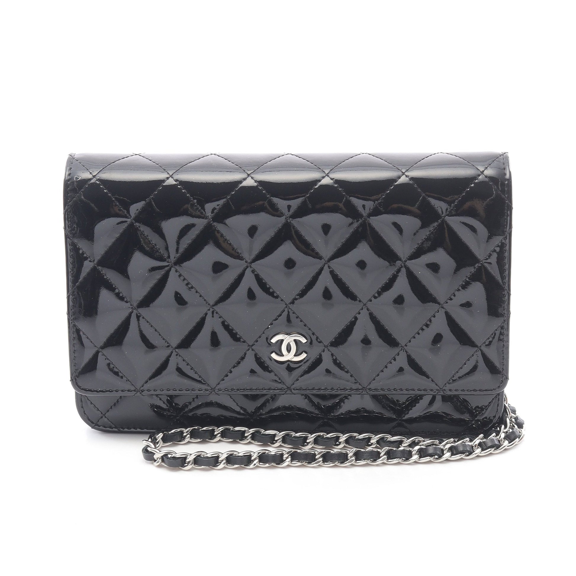 マトラッセ チェーンウォレット エナメルレザー ブラック シルバー金具 シャネル バッグ CHANEL