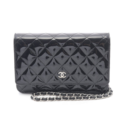 マトラッセ チェーンウォレット エナメルレザー ブラック シルバー金具 シャネル バッグ CHANEL