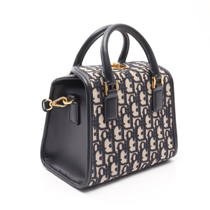 オブリーク ミニボストンバッグ キャンバス レザー ベージュ ネイビー 2WAY クリスチャンディオール バッグ Christian Dior