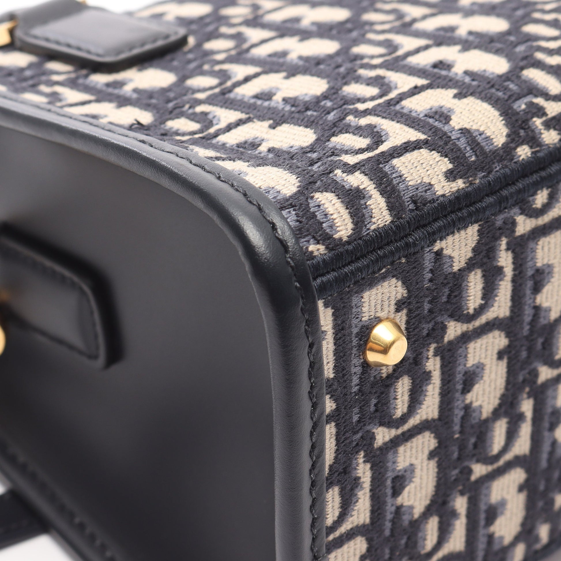 オブリーク ミニボストンバッグ キャンバス レザー ベージュ ネイビー 2WAY クリスチャンディオール バッグ Christian Dior