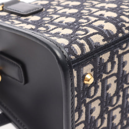 オブリーク ミニボストンバッグ キャンバス レザー ベージュ ネイビー 2WAY クリスチャンディオール バッグ Christian Dior