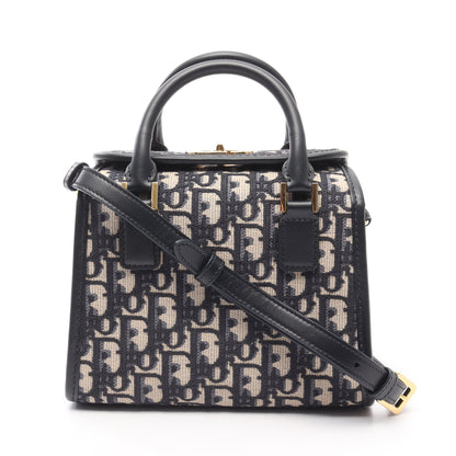 オブリーク ミニボストンバッグ キャンバス レザー ベージュ ネイビー 2WAY クリスチャンディオール バッグ Christian Dior