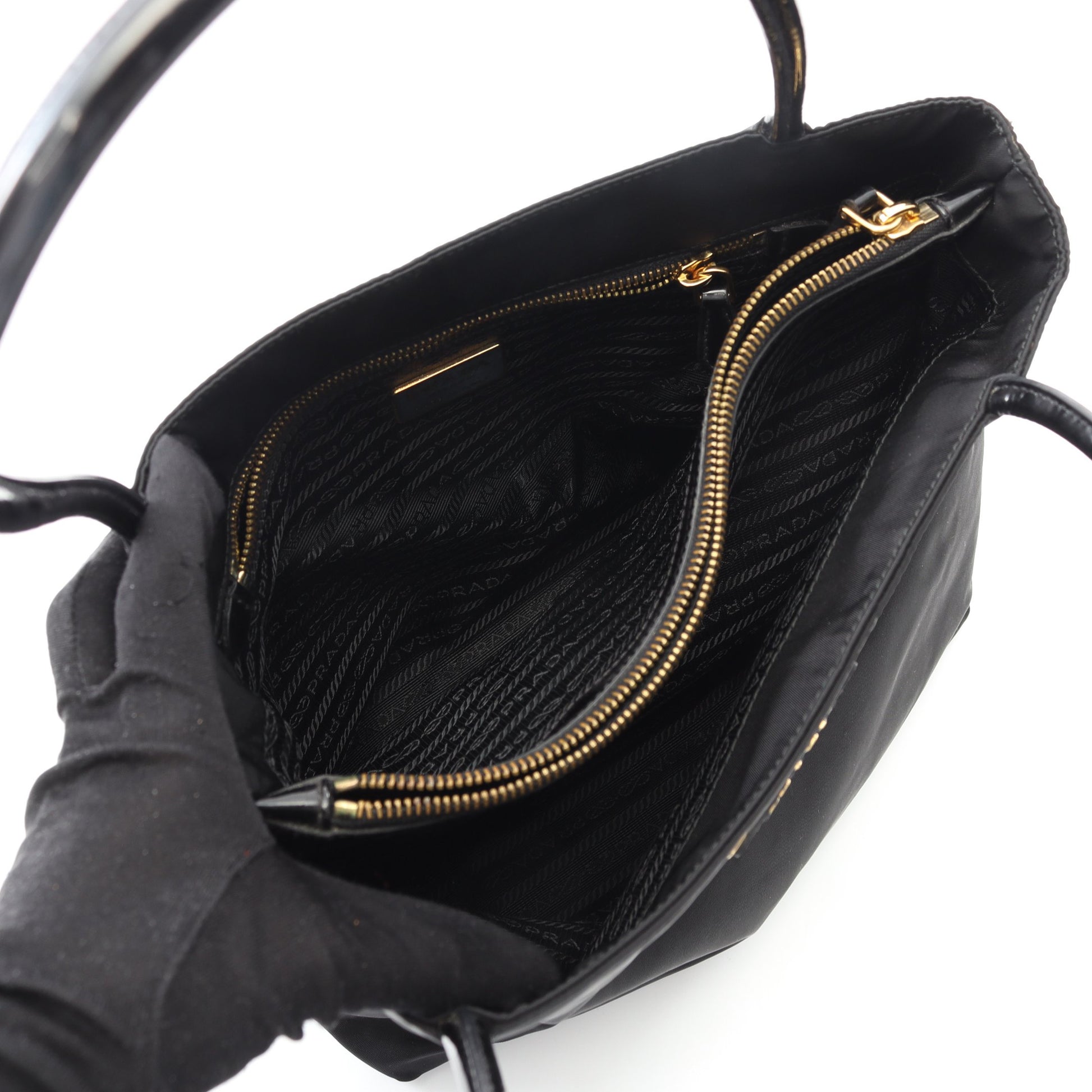 TESSUTO CITY ハンドバッグ トートバッグ ナイロン レザー ブラック プラダ バッグ PRADA