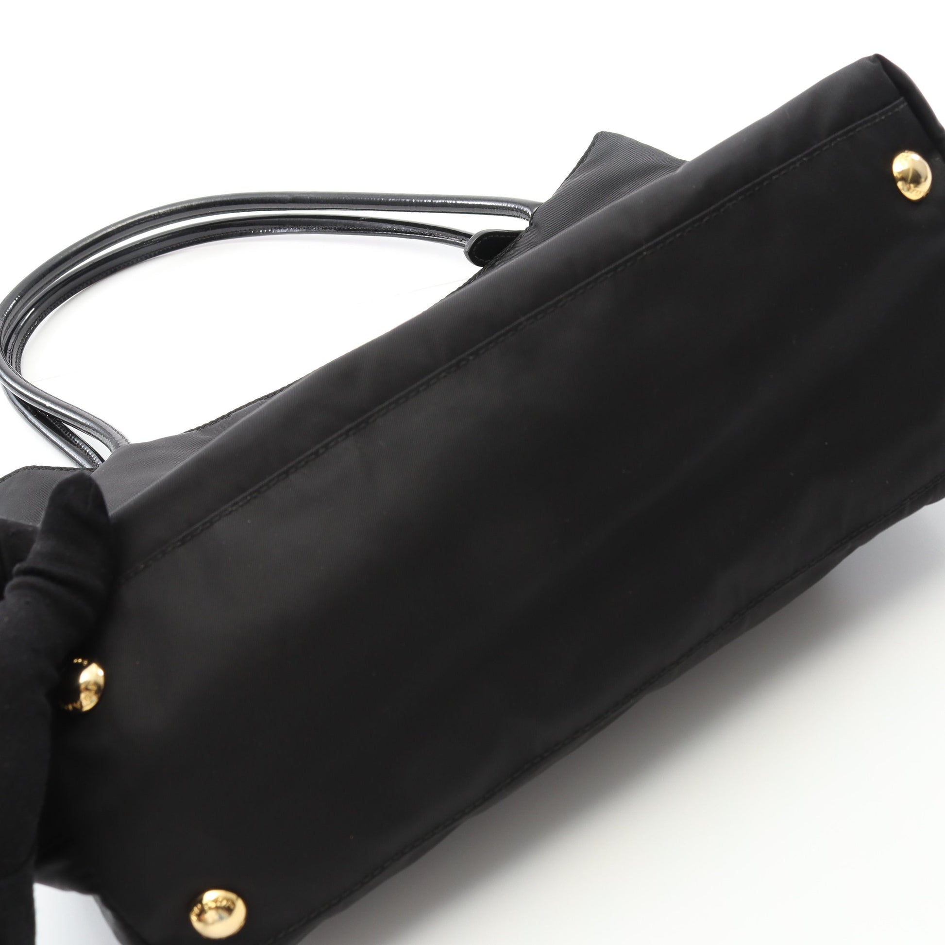 TESSUTO CITY ハンドバッグ トートバッグ ナイロン レザー ブラック プラダ バッグ PRADA