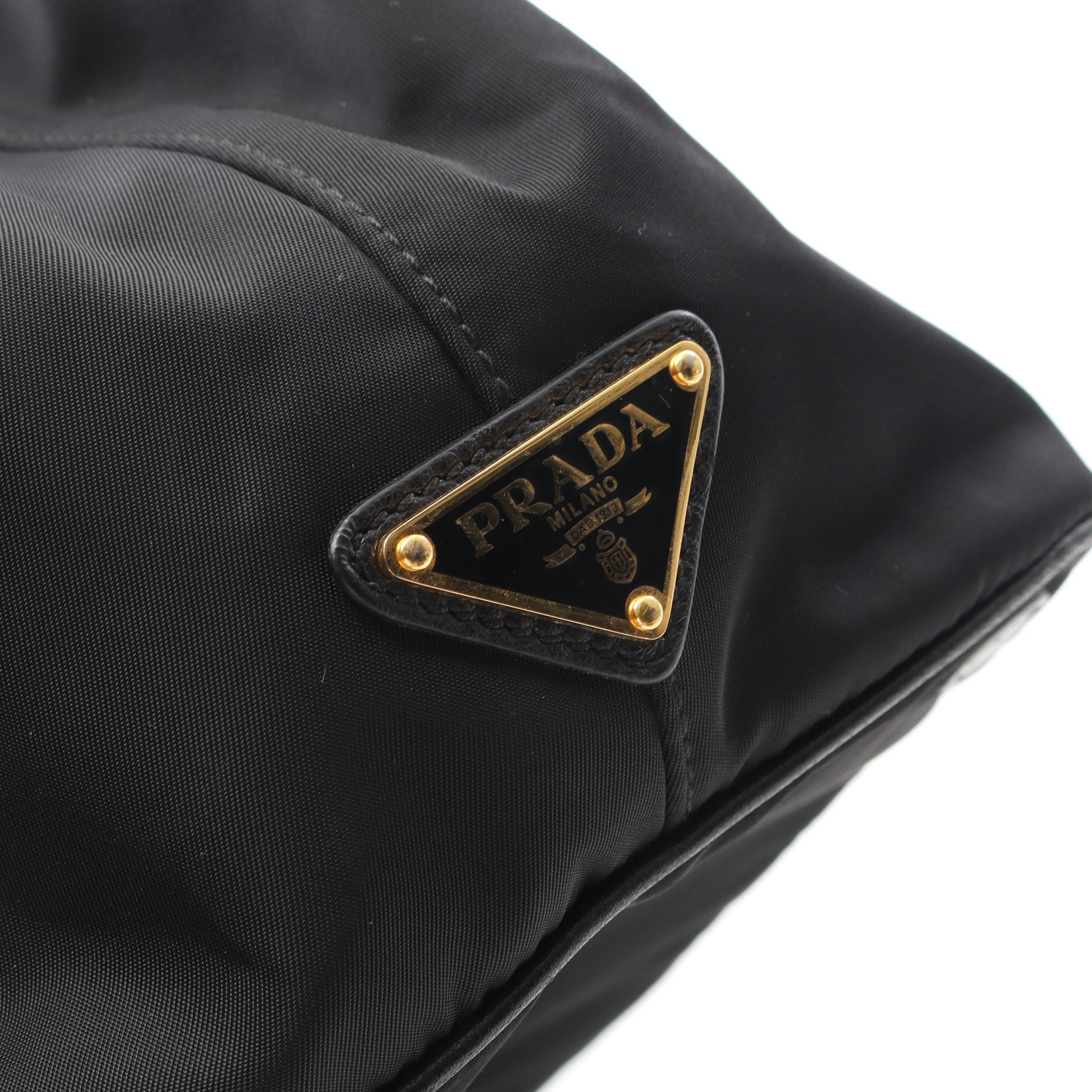 ハンドバッグ ナイロン レザー ブラック リボン 2WAY プラダ – RECLO