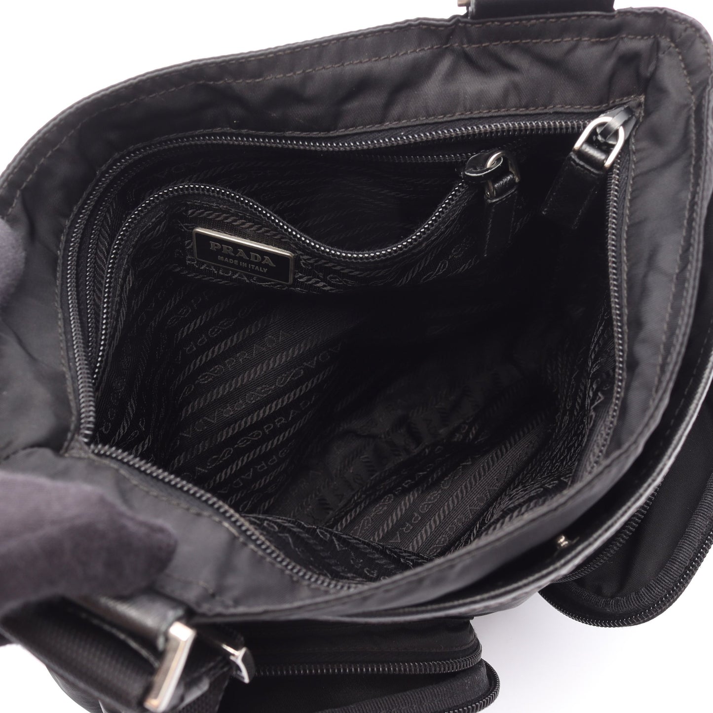 Re-Nylon ショルダーバッグ ナイロン サフィアーノレザー ブラック プラダ バッグ PRADA