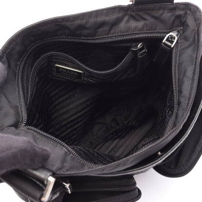 Re-Nylon ショルダーバッグ ナイロン サフィアーノレザー ブラック プラダ バッグ PRADA