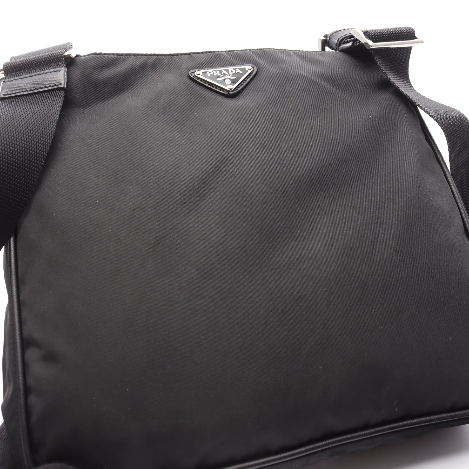 Re-Nylon ショルダーバッグ ナイロン サフィアーノレザー ブラック プラダ バッグ PRADA