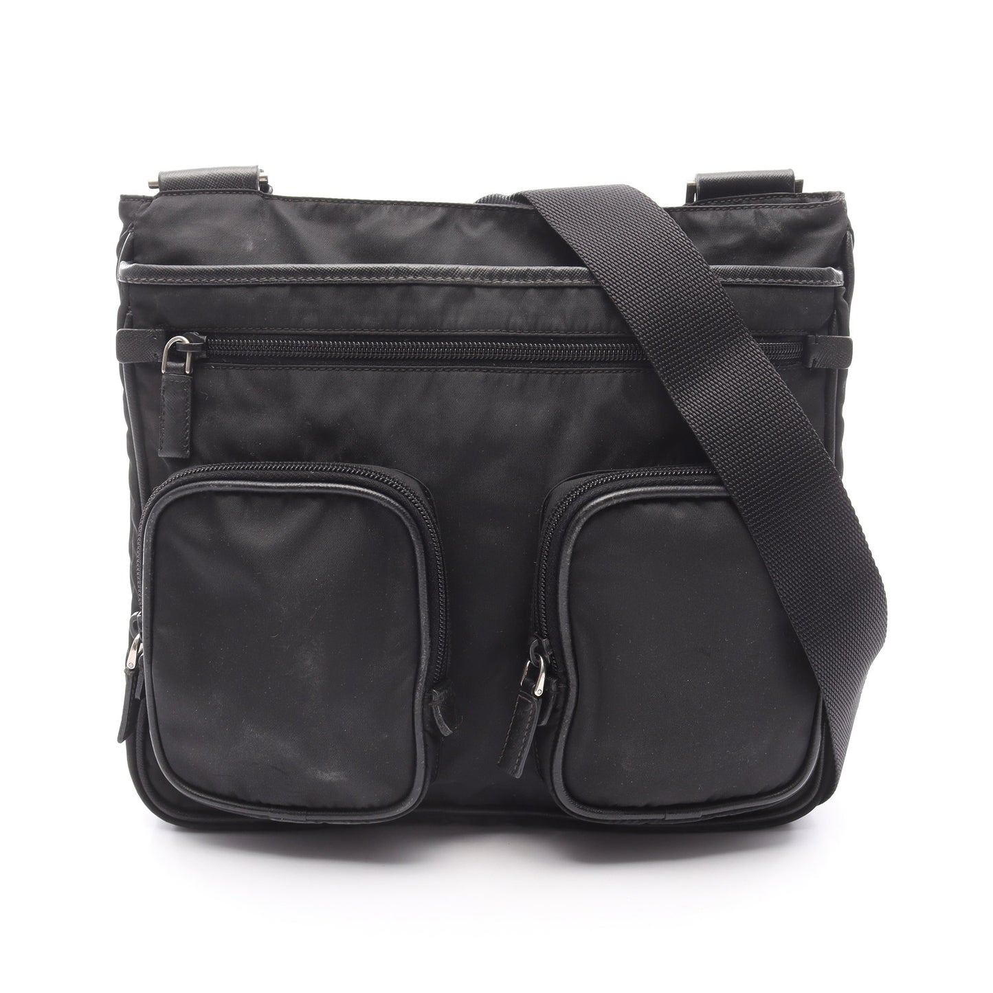 Re-Nylon ショルダーバッグ ナイロン サフィアーノレザー ブラック プラダ バッグ PRADA