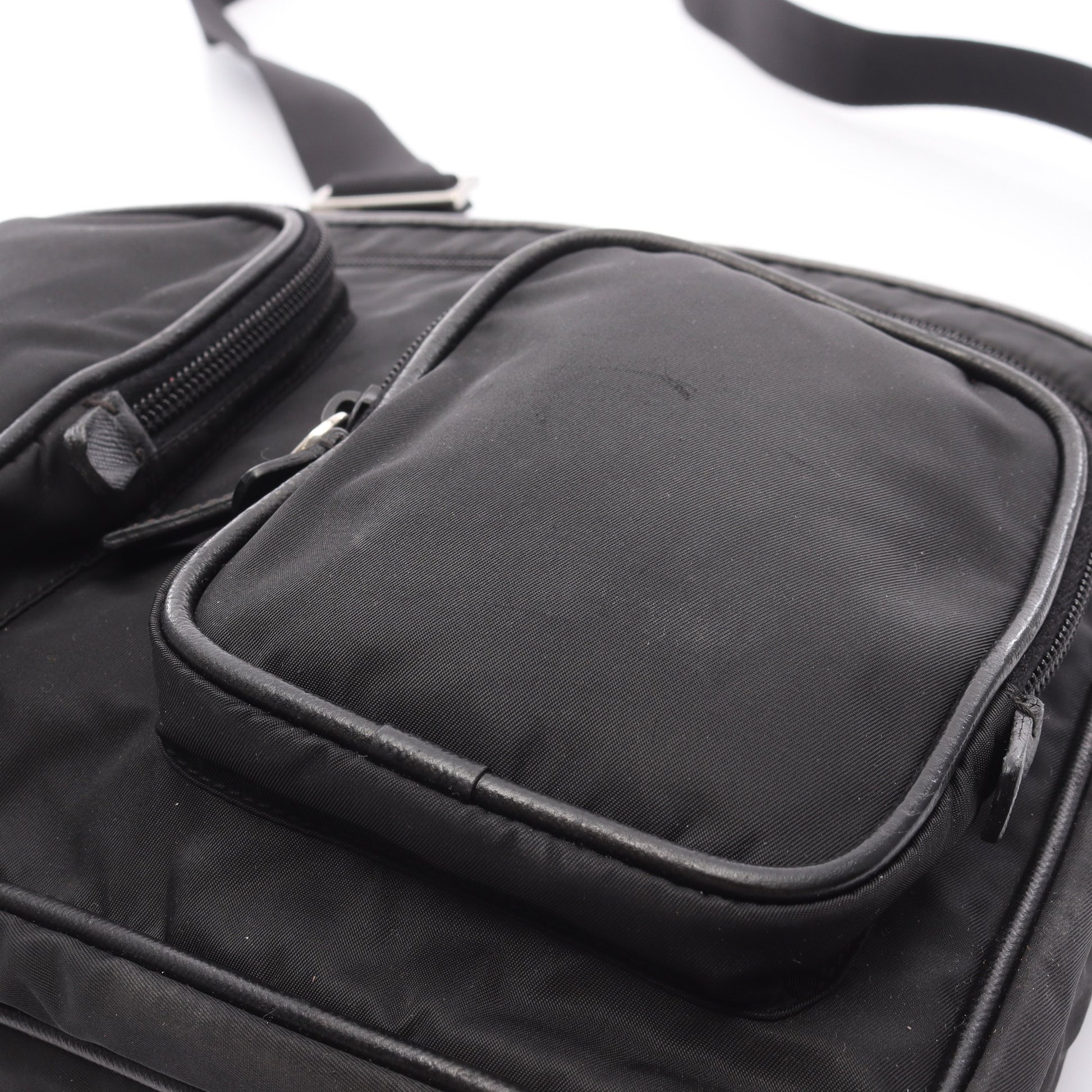 Re-Nylon ショルダーバッグ ナイロン サフィアーノレザー ブラック プラダ バッグ PRADA