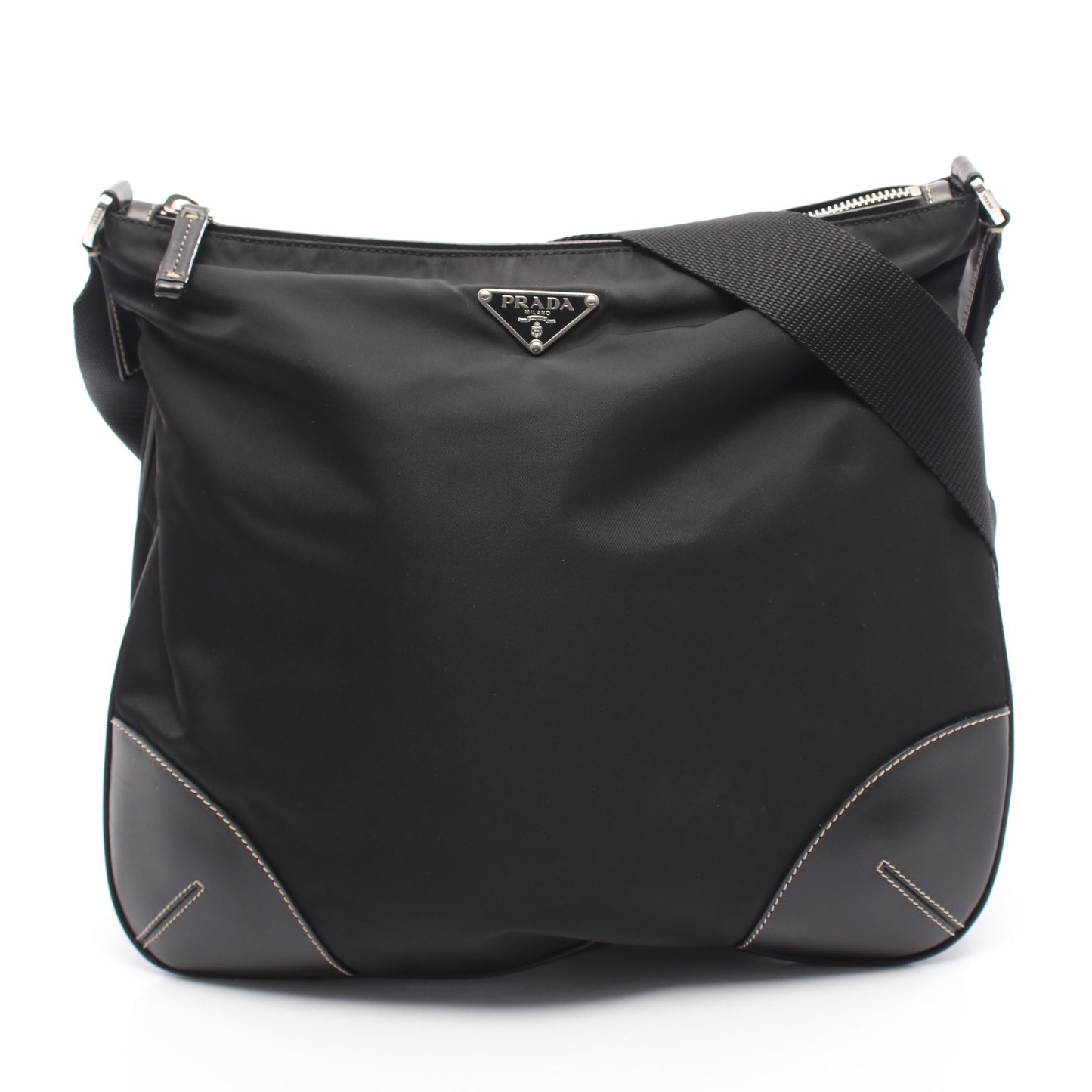 TESSUTO LIGHT ショルダーバッグ ナイロン レザー ブラック プラダ バッグ PRADA