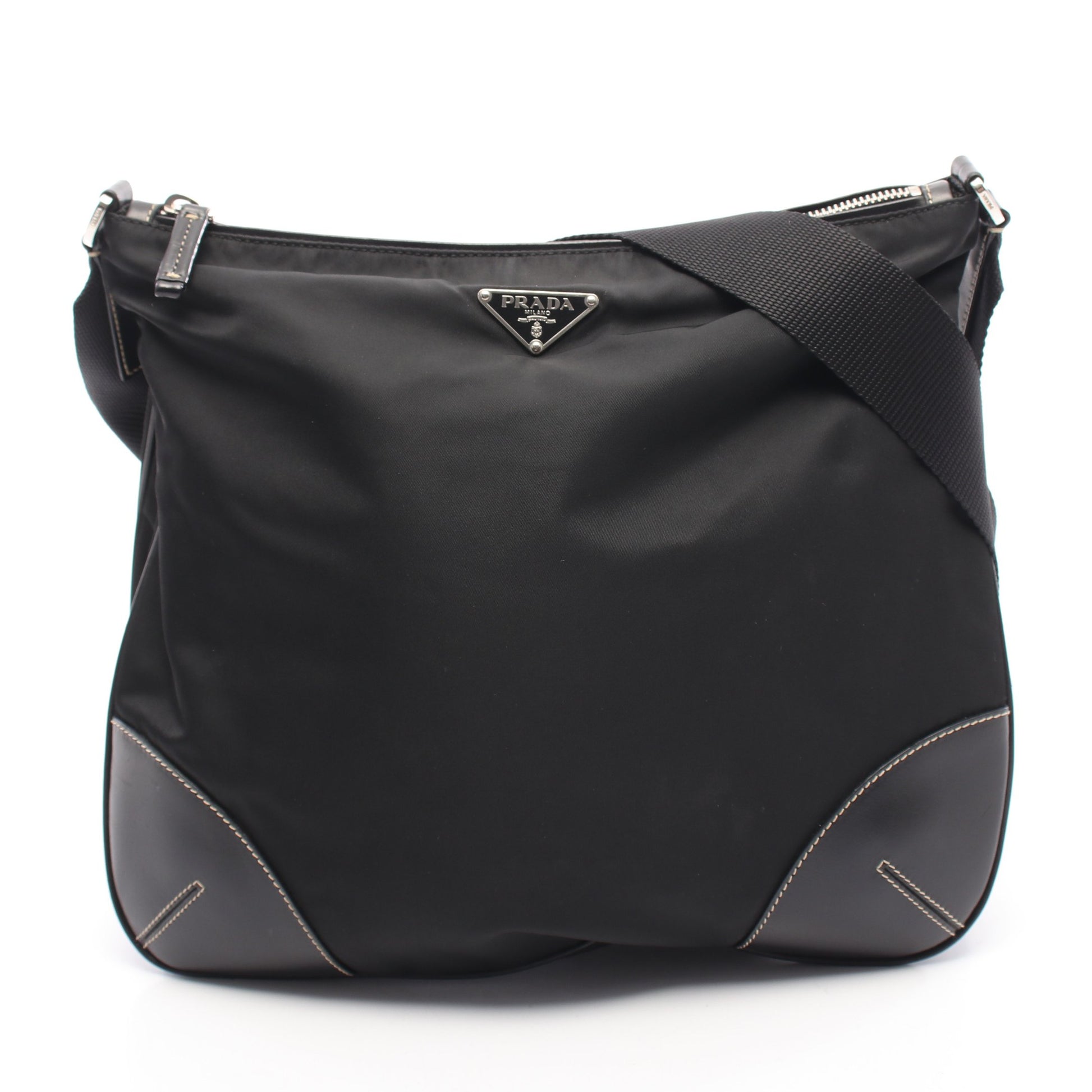 TESSUTO LIGHT ショルダーバッグ ナイロン レザー ブラック プラダ バッグ PRADA