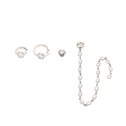 インターロッキングG ネイルピアス ネイルアクセサリー チャーム ラインストーン シルバー クリア 4点セット グッチ アクセサリー GUCCI