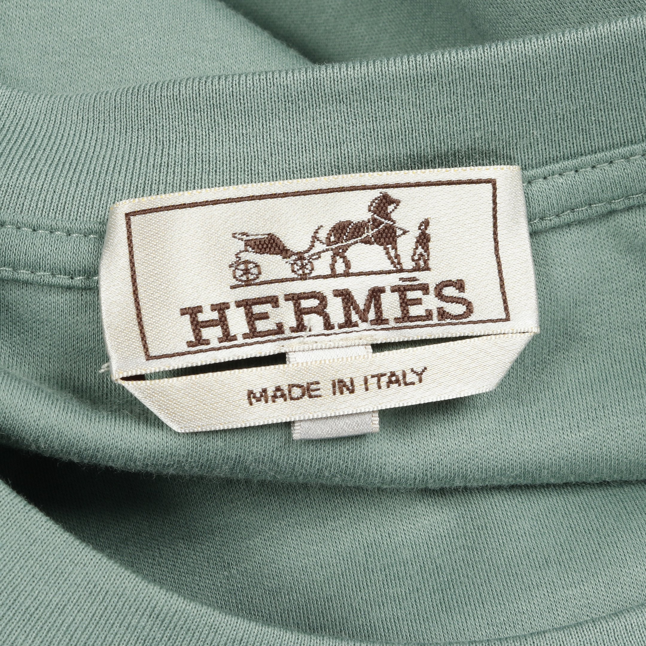 アッシュヴァル ミニレザーパッチ Tシャツ コットン グリーン エルメス