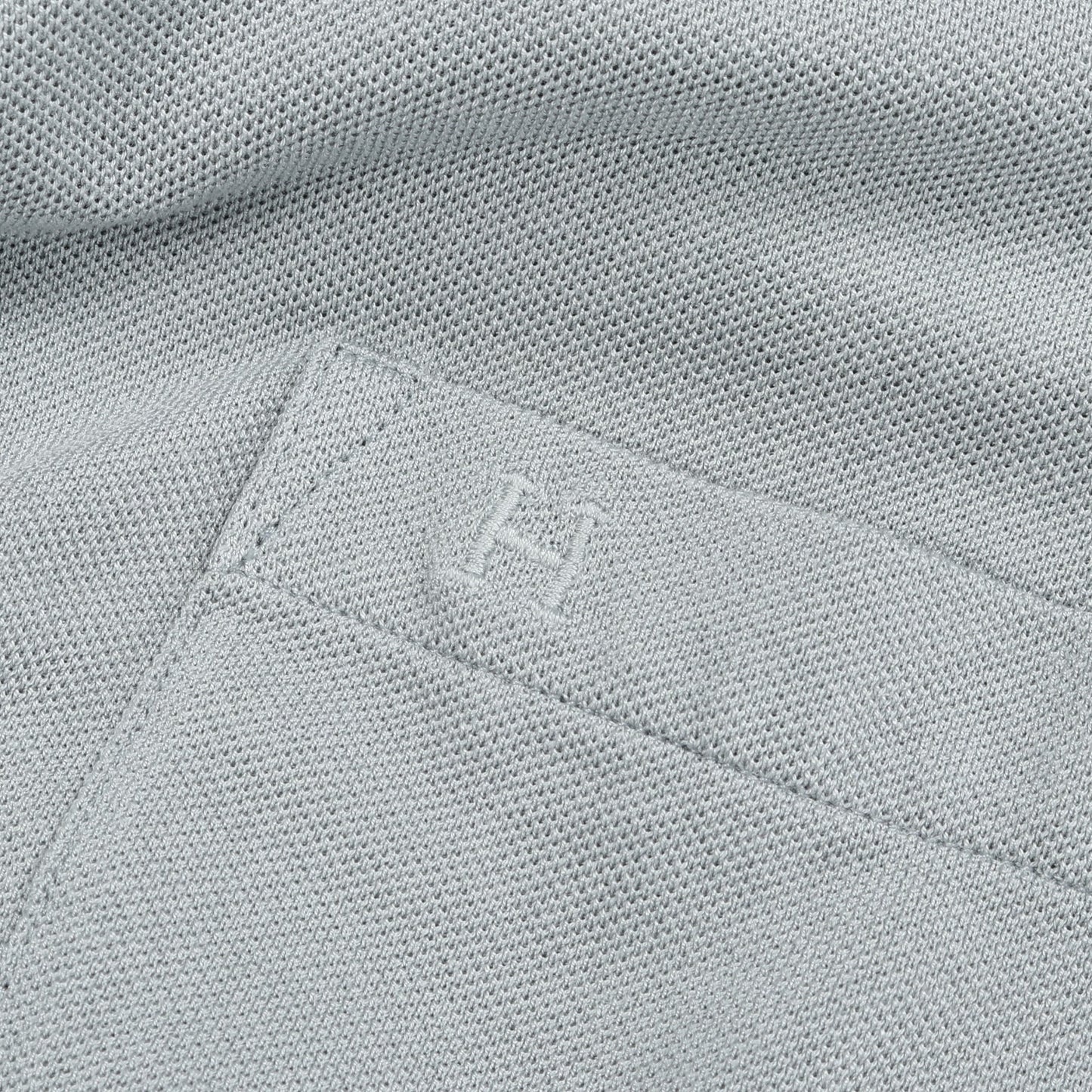 H刺繍 ポケット付き 鹿の子 ポロシャツ コットン ブルーグレー エルメス トップス HERMES