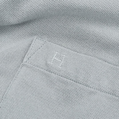 H刺繍 ポケット付き 鹿の子 ポロシャツ コットン ブルーグレー エルメス トップス HERMES