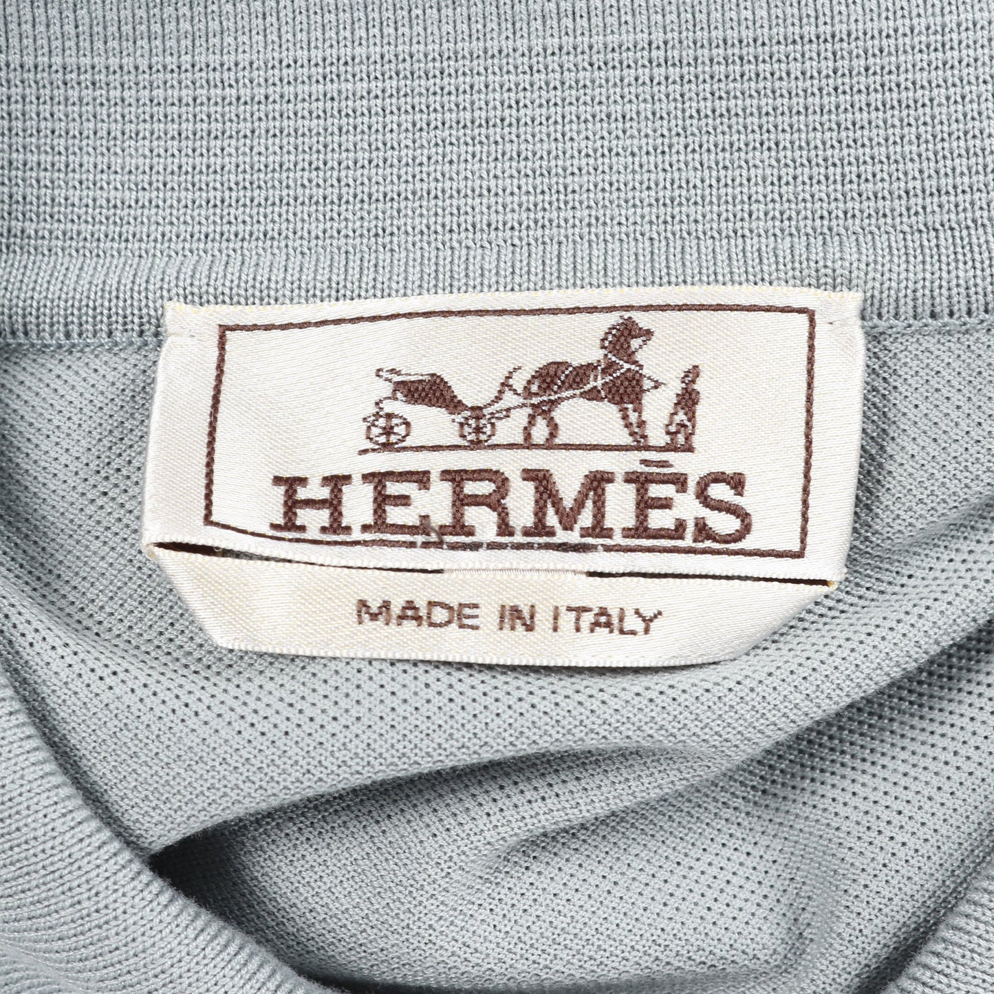 H刺繍 ポケット付き 鹿の子 ポロシャツ コットン ブルーグレー エルメス トップス HERMES