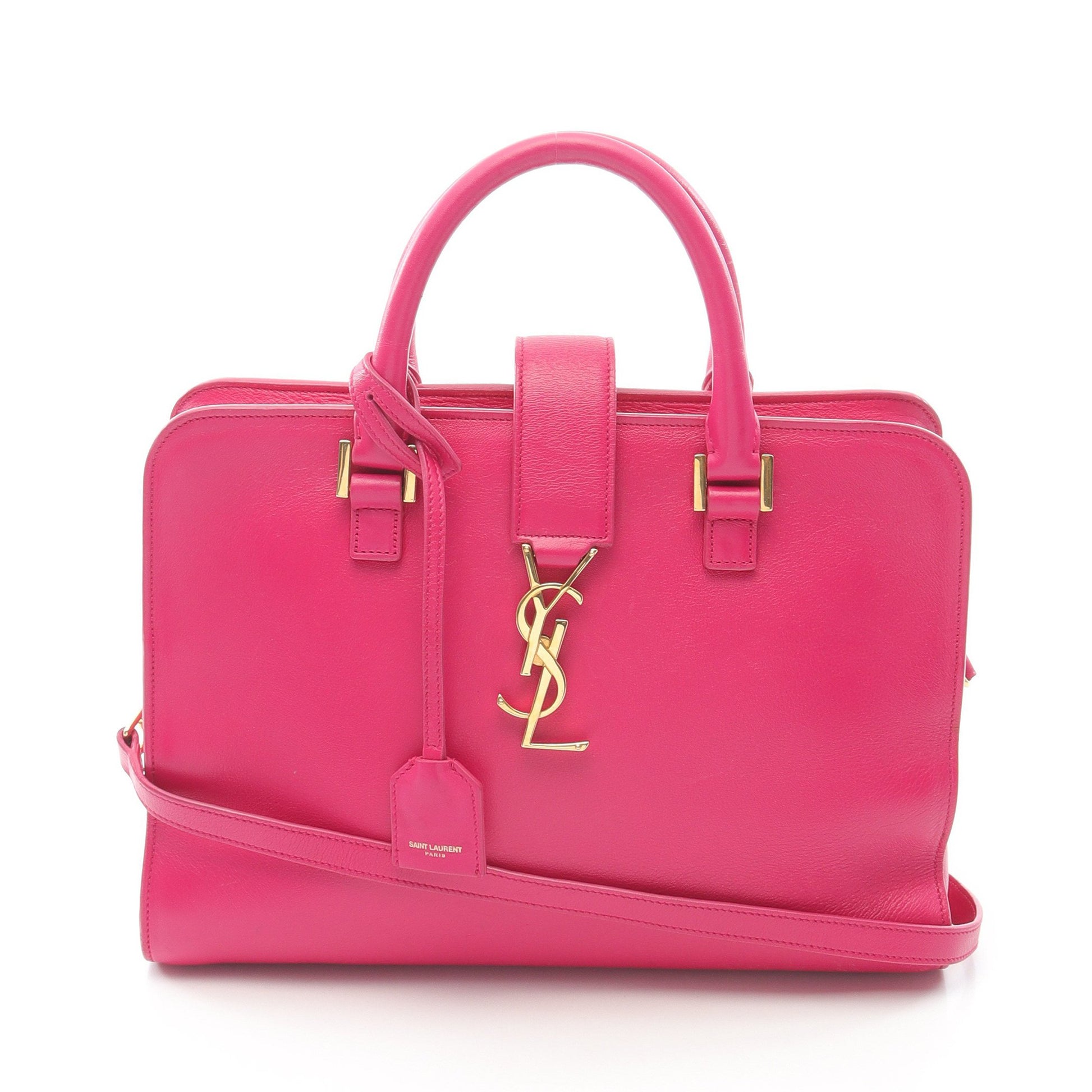 モノグラム カバス ハンドバッグ レザー ピンク 2WAY サンローラン バッグ Saint Laurent