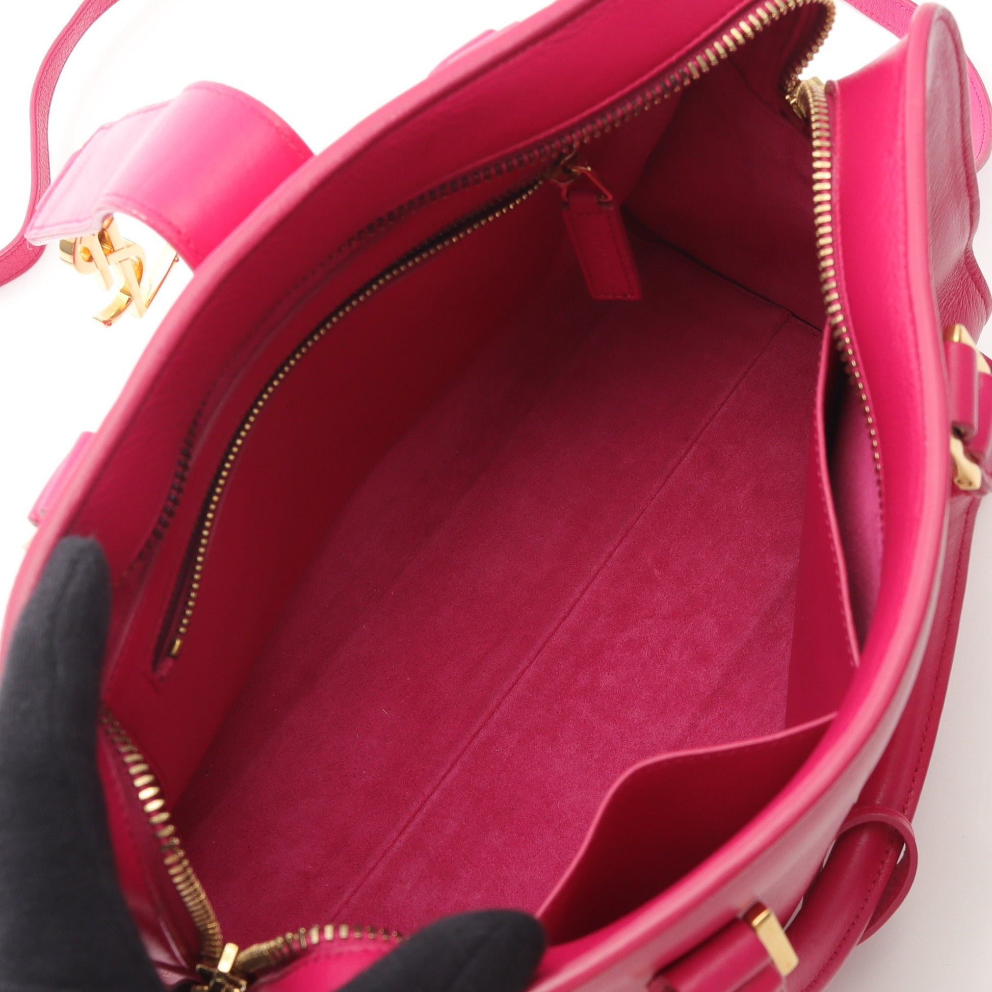モノグラム カバス ハンドバッグ レザー ピンク 2WAY サンローラン バッグ Saint Laurent