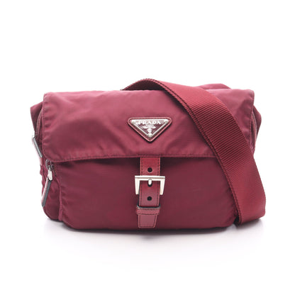 ショルダーバッグ ナイロン レザー ボルドー 三角プレート プラダ バッグ PRADA