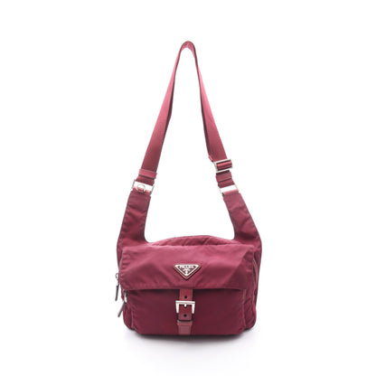 ショルダーバッグ ナイロン レザー ボルドー 三角プレート プラダ バッグ PRADA