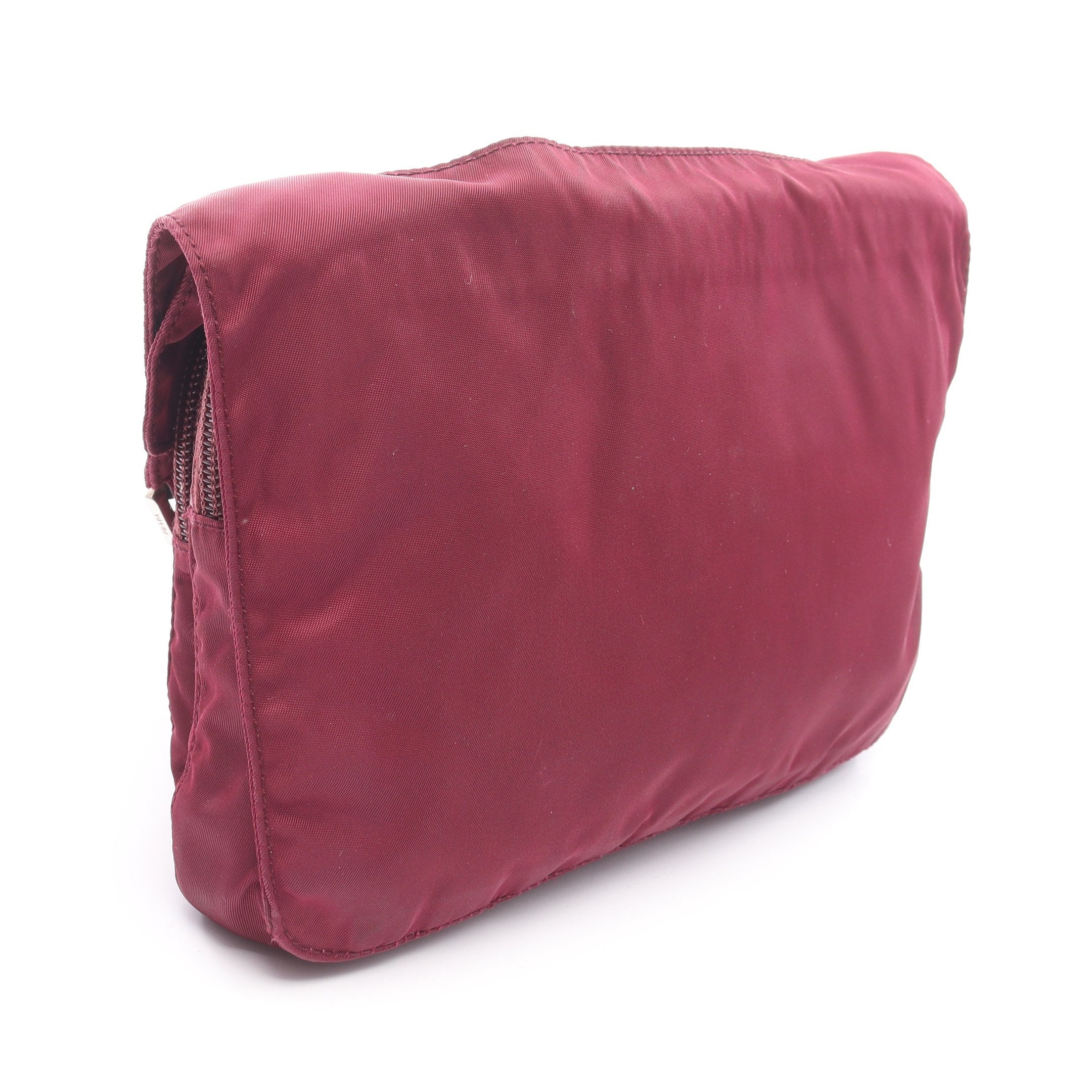 正規品】プラダ PRADA ミニボストン ボルドー ナイロン×レザー 三角