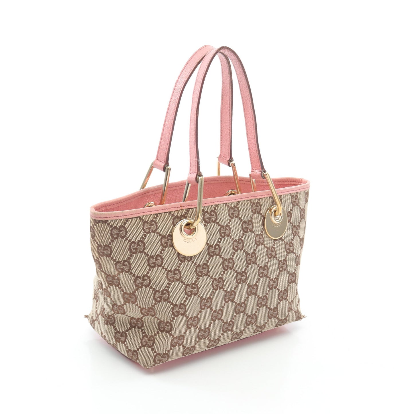 GGキャンバス ハンドバッグ トートバッグ キャンバス レザー ベージュ ピンク グッチ バッグ GUCCI