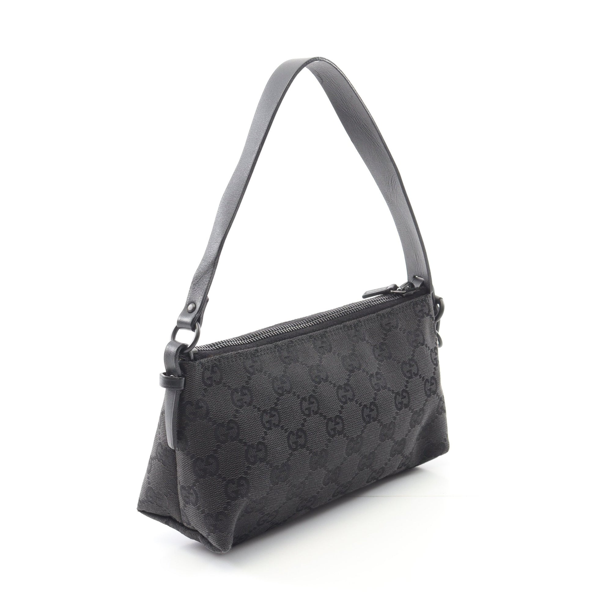 アクセサリーポーチ GGキャンバス ハンドバッグ キャンバス レザー ブラック アイボリー マルチカラー グッチ バッグ GUCCI