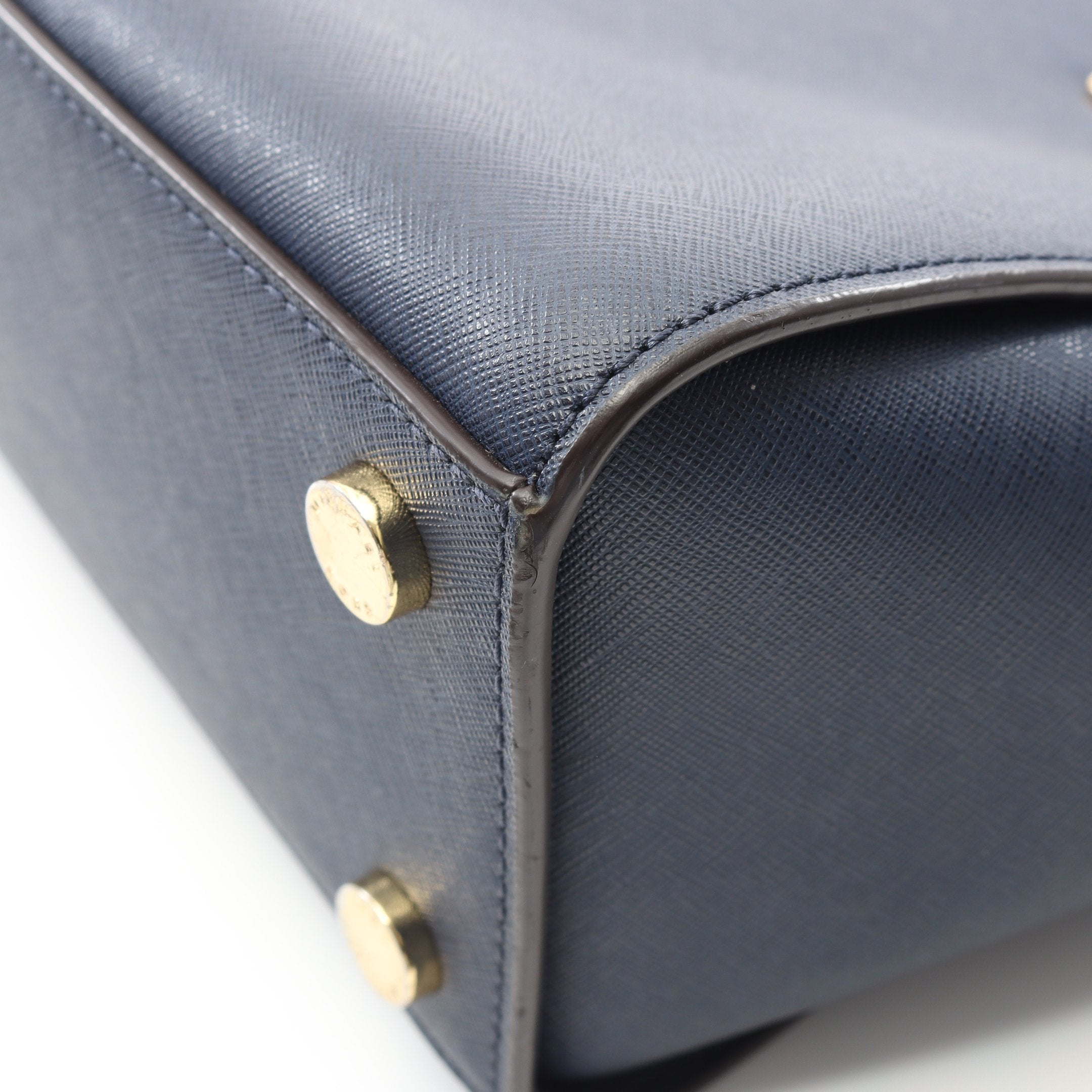 SELMA セルマ ミディアム サッチェル ハンドバッグ レザー ネイビー