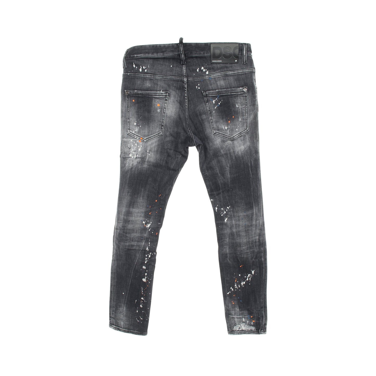 SUPER TWINKY JEAN デニムパンツ コットン ブラック ペイント加工 ダメージ加工 ディースクエアード ボトムス DSQUARED2