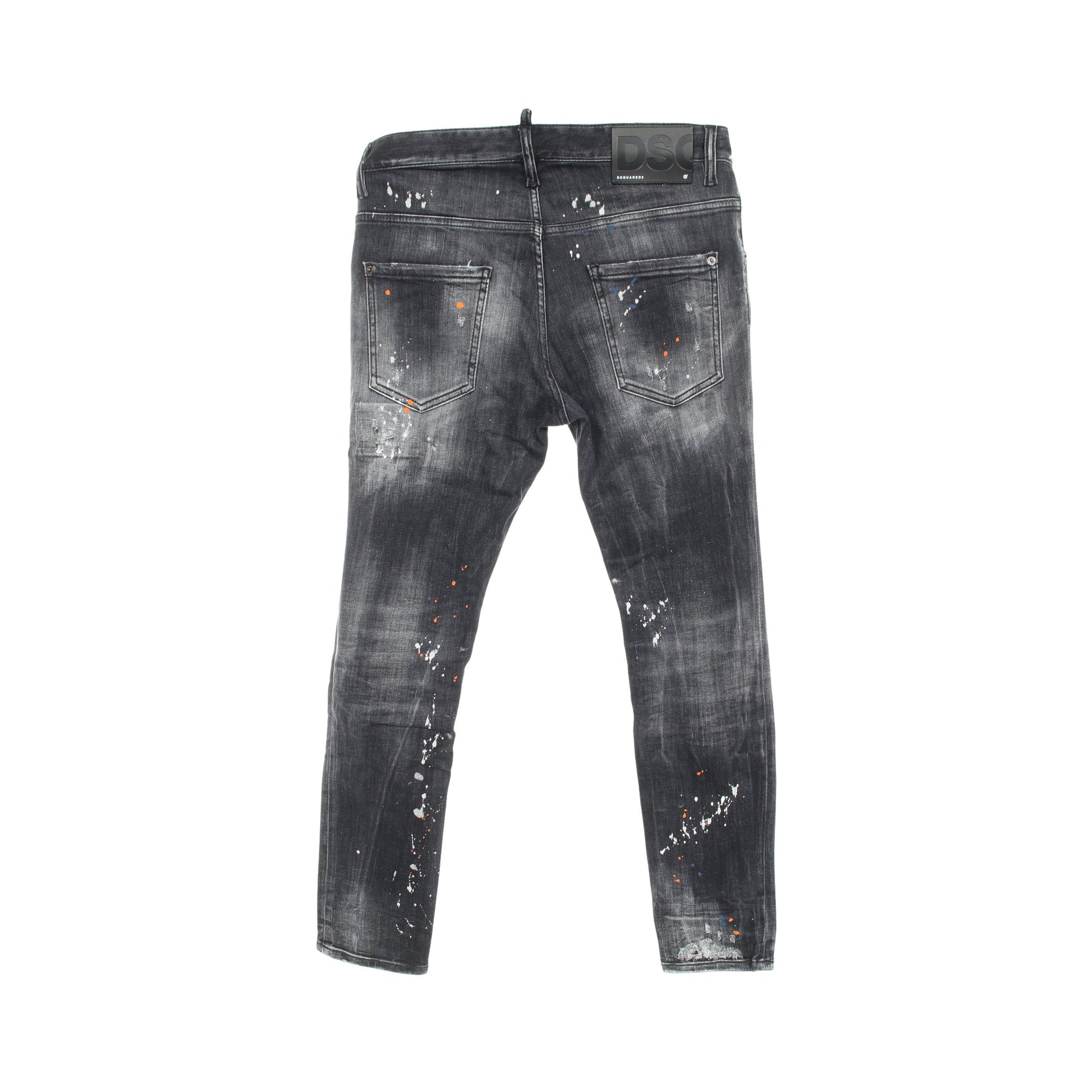 SUPER TWINKY JEAN デニムパンツ コットン ブラック ペイント加工 ダメージ加工 ディースクエアード ボトムス DSQUARED2