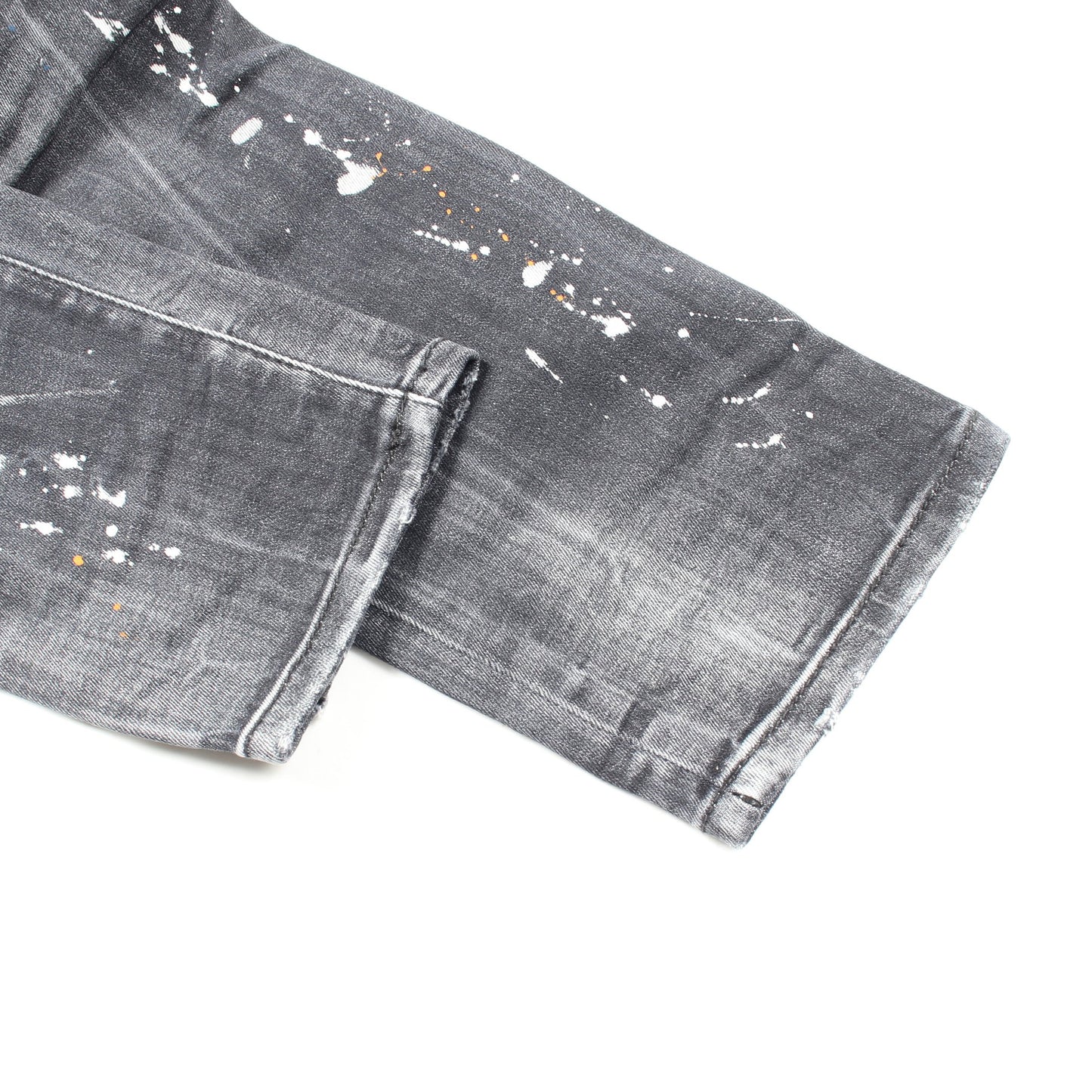 SUPER TWINKY JEAN デニムパンツ コットン ブラック ペイント加工 ダメージ加工 ディースクエアード ボトムス DSQUARED2