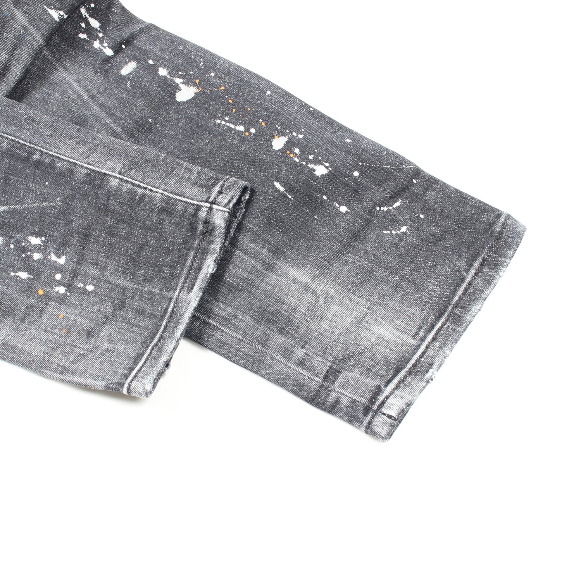SUPER TWINKY JEAN デニムパンツ コットン ブラック ペイント加工 ダメージ加工 ディースクエアード ボトムス DSQUARED2