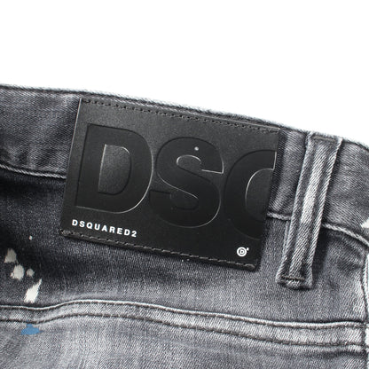 SUPER TWINKY JEAN デニムパンツ コットン ブラック ペイント加工 ダメージ加工 ディースクエアード ボトムス DSQUARED2