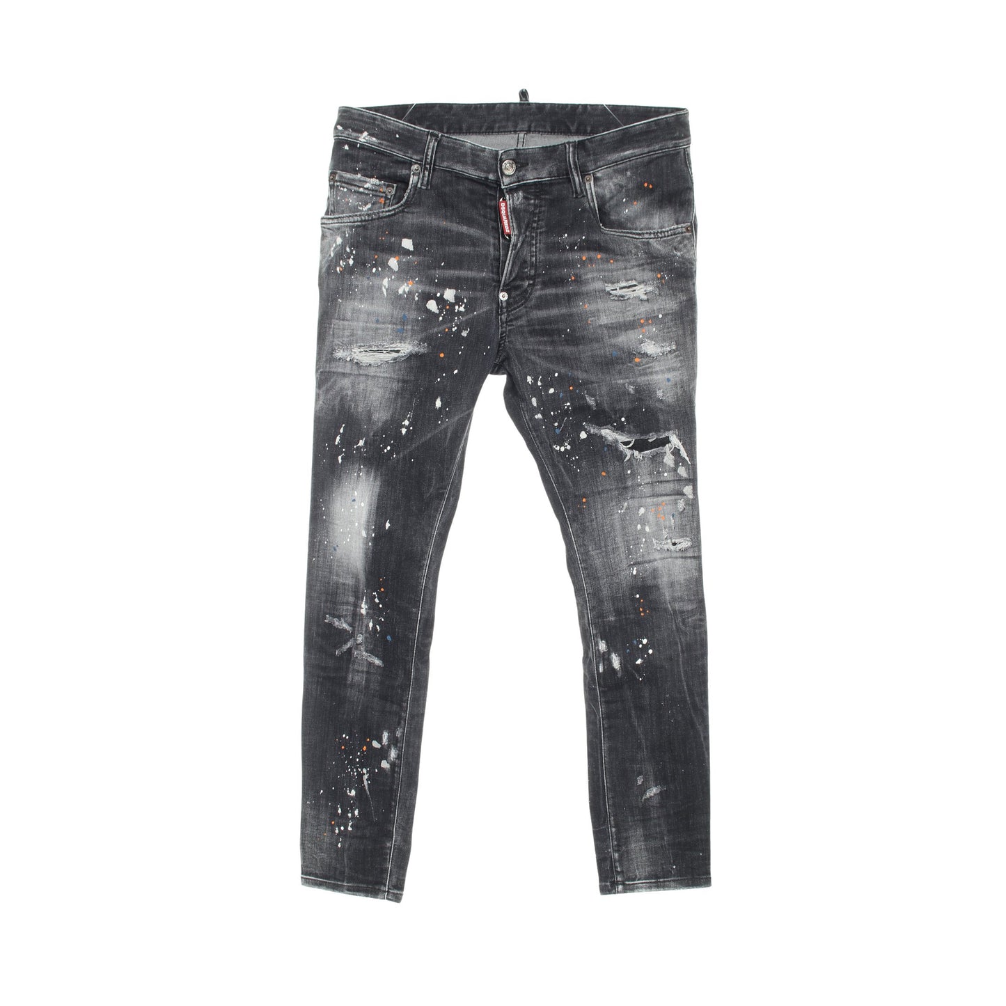 SUPER TWINKY JEAN デニムパンツ コットン ブラック ペイント加工 ダメージ加工 ディースクエアード ボトムス DSQUARED2