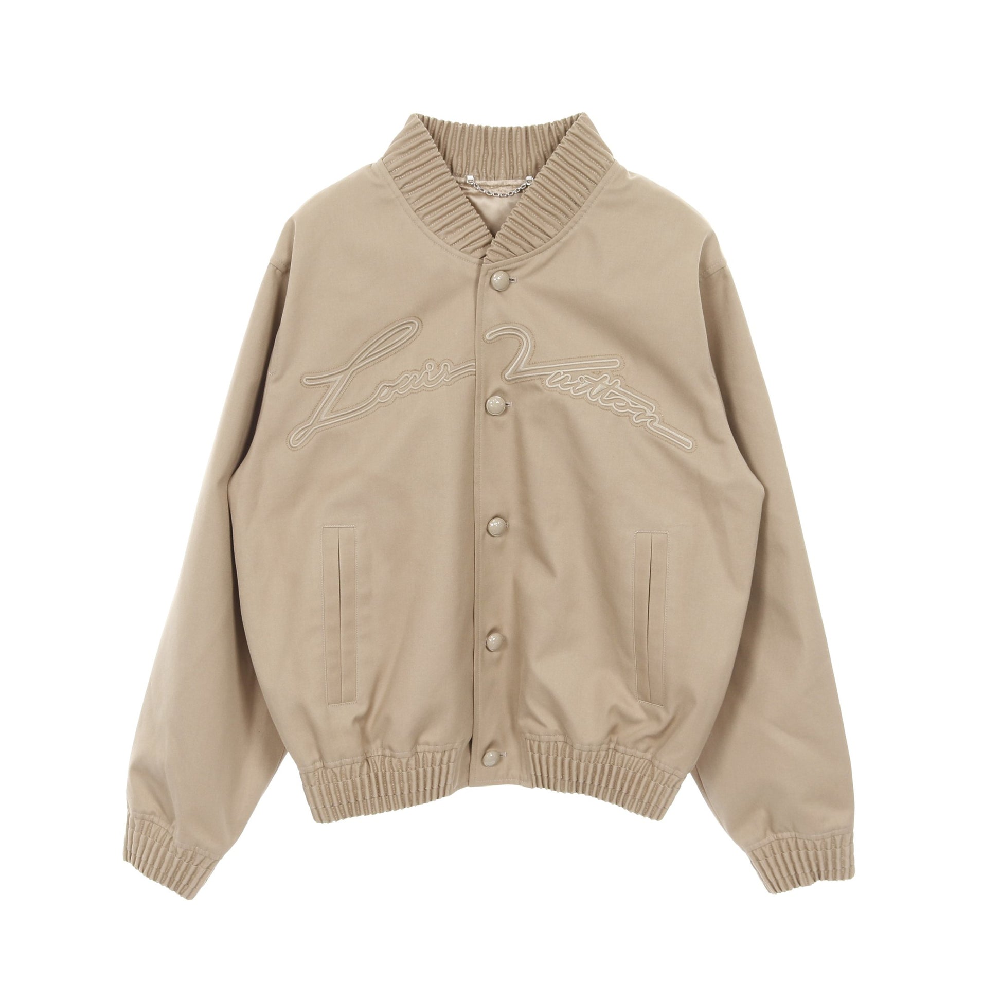 エンブロイダードコットンブレンドボンバー ジャケット コットン ベージュ 24AW ルイヴィトン アウター LOUIS VUITTON