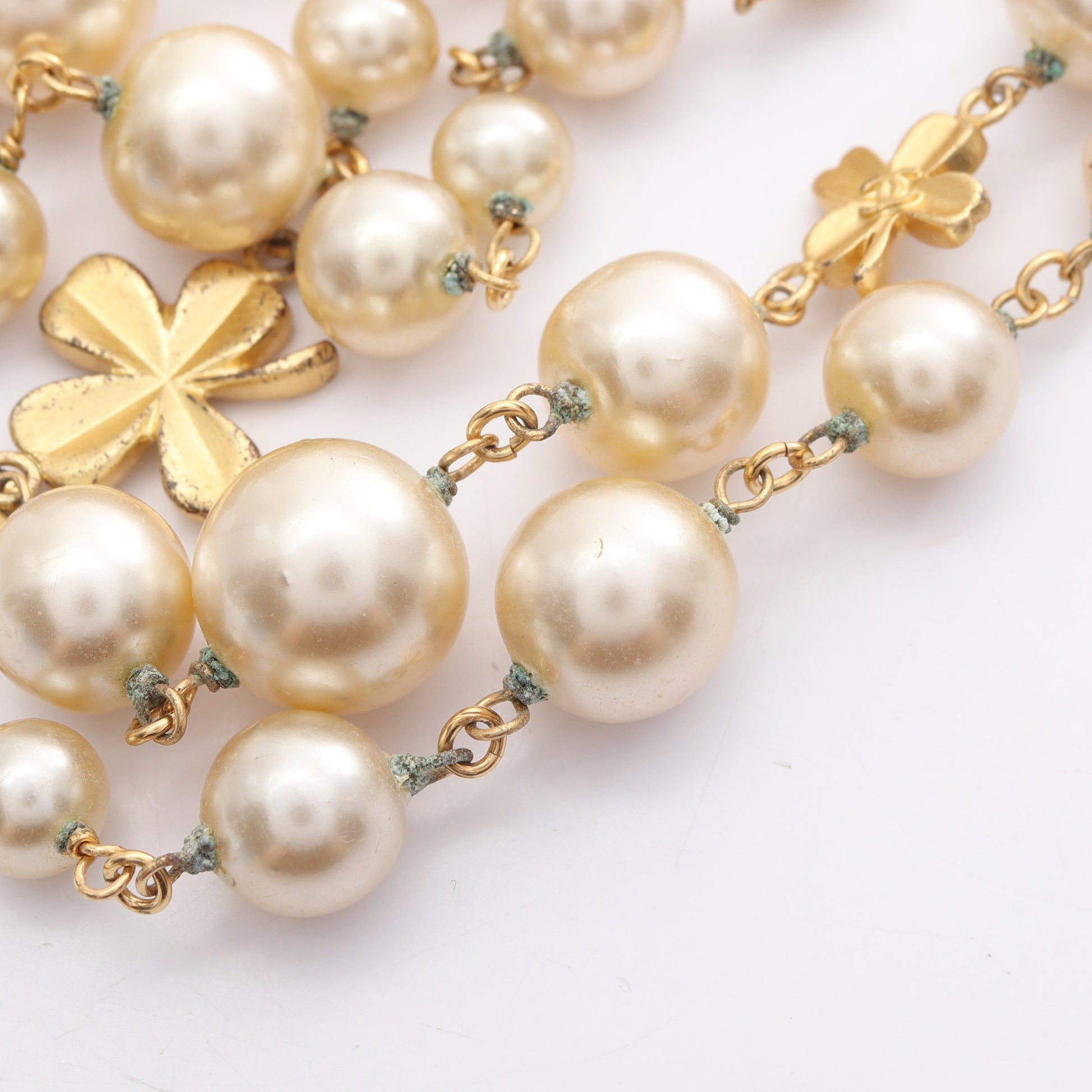 ココマーク ネックレス クローバー GP フェイクパール ゴールド アイボリー 03P シャネル アクセサリー CHANEL