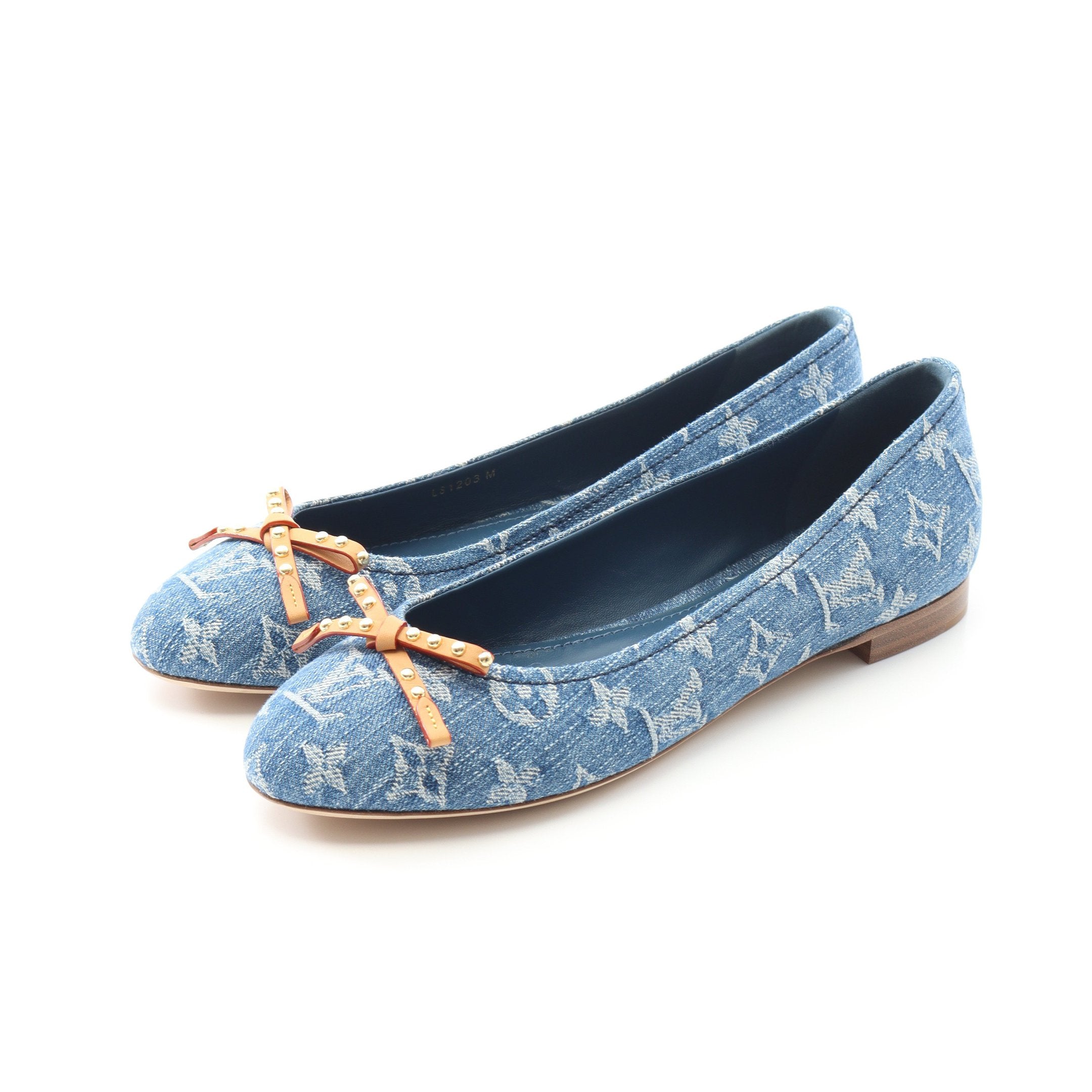 LOUIS VUITTON モノグラム ポインテッドトゥ パンプス モノグラム ニーナ バレリーナ モノグラムデニム パンプス デニム ブルー ルイ