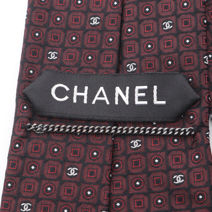 ココマーク7 ネクタイ シルク バーガンディ ブラック ホワイト シャネル 財布・小物 CHANEL