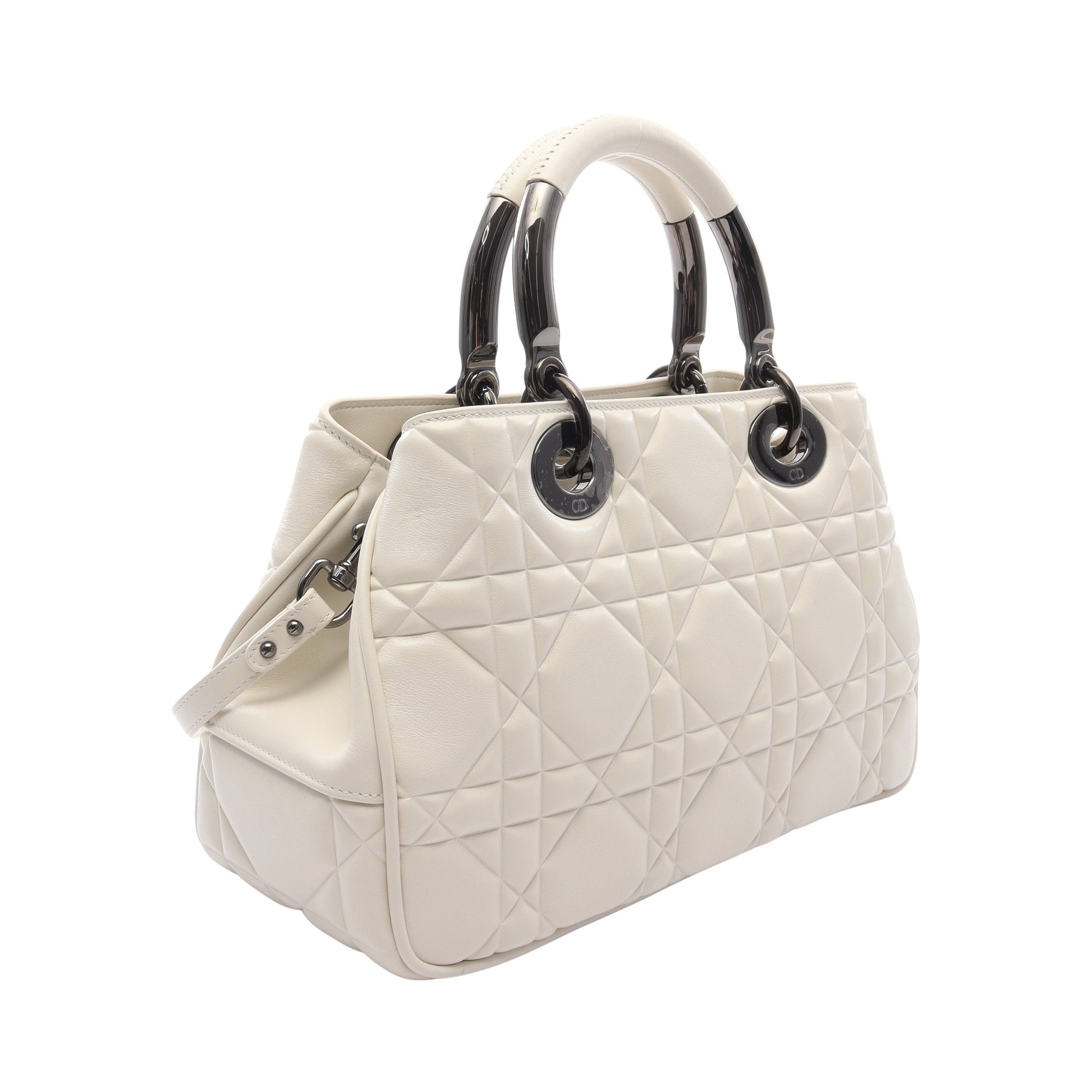 レディ 95.22 カナージュ ハンドバッグ レザー ホワイト 2WAY クリスチャンディオール バッグ Christian Dior