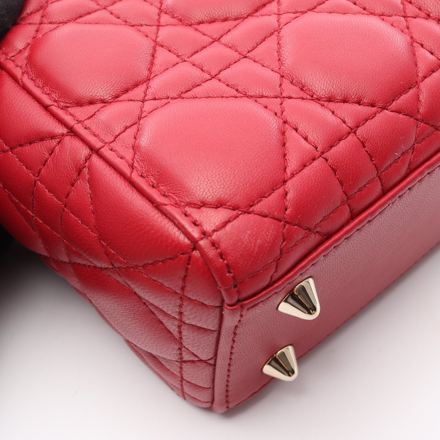 レディディオール スモール カナージュ ハンドバッグ レザー ピンクレッド 2WAY クリスチャンディオール バッグ Christian Dior