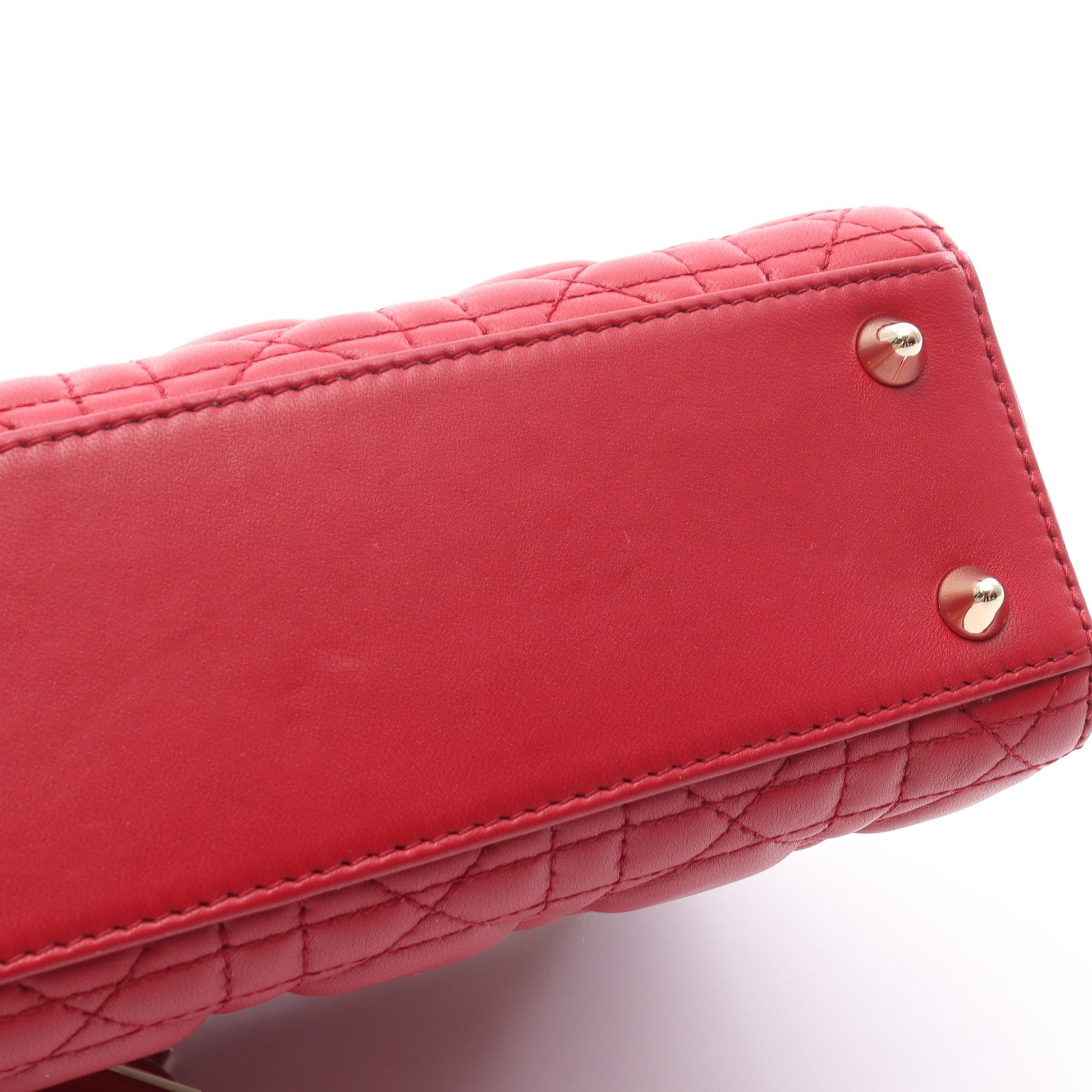 レディディオール スモール カナージュ ハンドバッグ レザー ピンクレッド 2WAY クリスチャンディオール バッグ Christian Dior