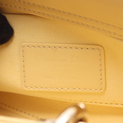LADY D-JOY スモール カナージュ ハンドバッグ エナメルレザー ライトイエロー 3WAY クリスチャンディオール バッグ Christian Dior